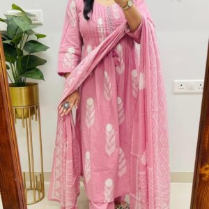 Soft Cotton Printed 3-Piece Kurti Set with Dupatta