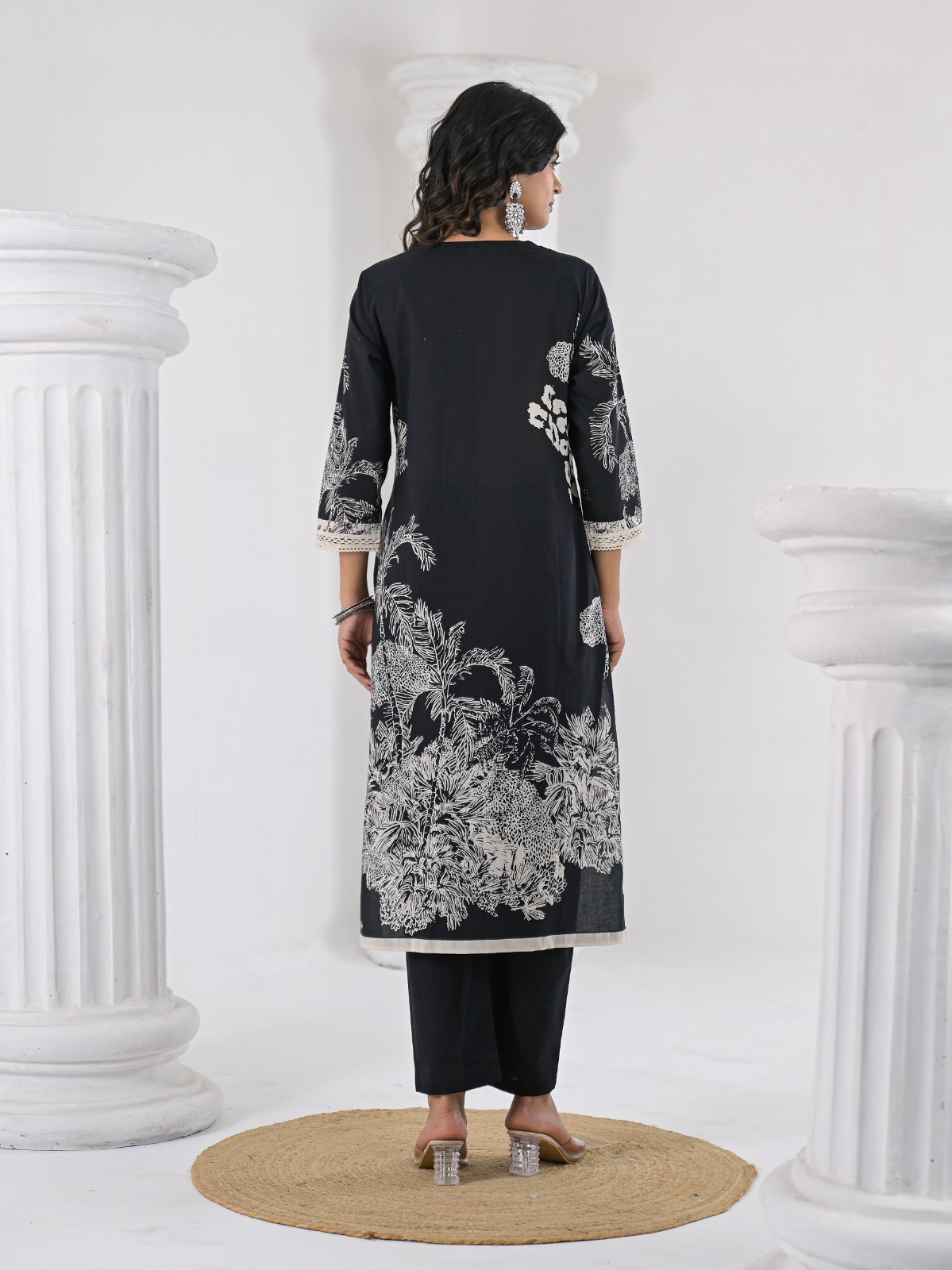 Rani Pink Printed Kurti Pant Dupatta Set - Image 16