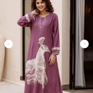 Wine Purple Peacock Printed Kurti Pant Set